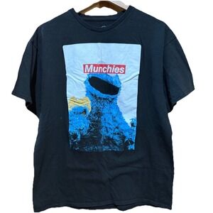 Sesame Street Cookie Monster T-Shirt "Munchies" Men's Large Black Short Sleeve